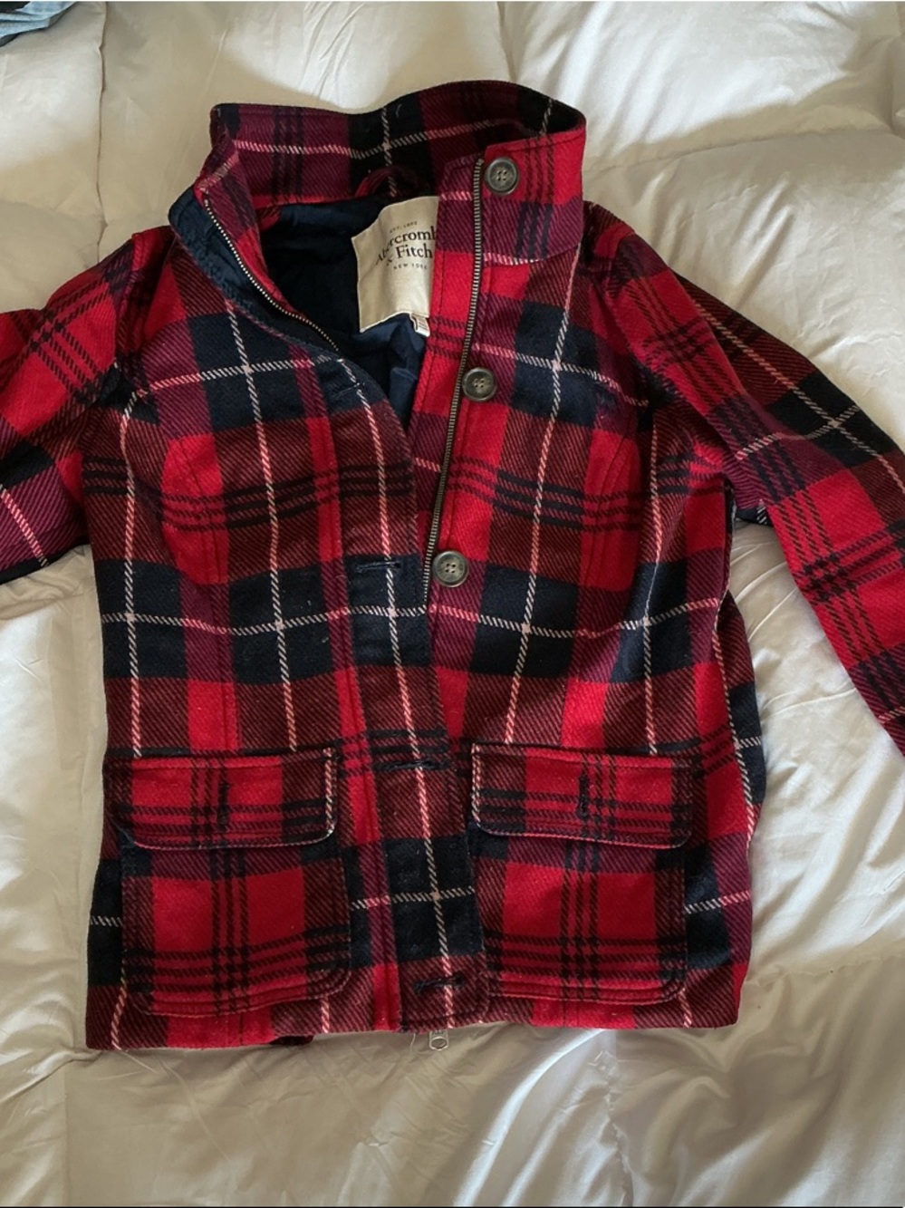 abercrombie kids Red and Navy Plaid Jacket